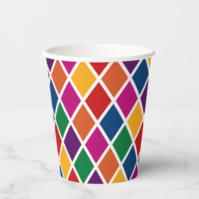 Diamond Harlequin Muster Small Paper Cup Pappbecher (Vorderseite)