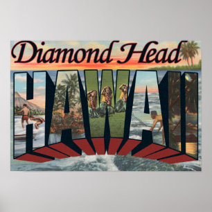 Diamond Head, Hawaii - Große Buchstabenszenen Poster