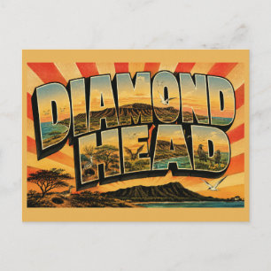 Diamond Head Hawaii Vulkan-Krater Ozean Kunst Postkarte