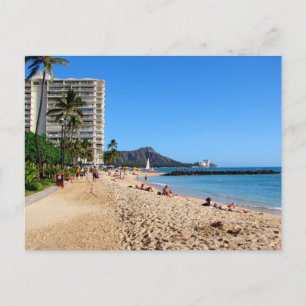 Diamond Head Krater mit rosa Segelboot Waikiki Ha Postkarte