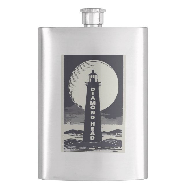 Diamond Head Lighthouse Hawaii Moon Flachmann (Vorderseite)