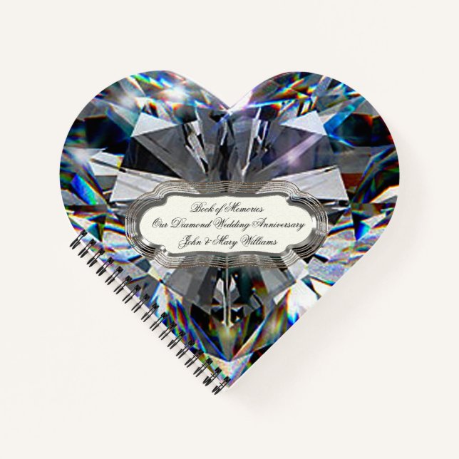 Diamond Heart 60. Wedding Anniversary Notebook Notizbuch (Vorderseite)