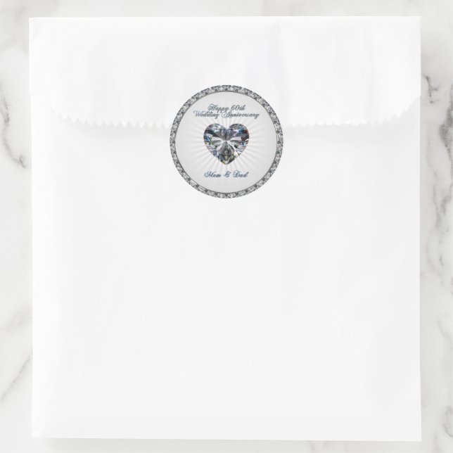Diamond Heart 60. Wedding Anniversary Stickers (Tasche)