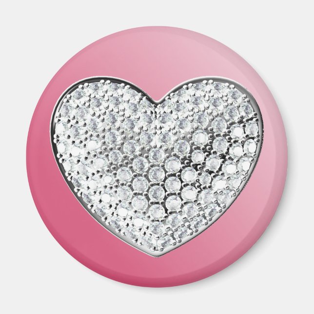 Diamond Heart auf rosa Magnet (Vorne)