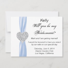 Diamond Heart Blue Wedding Bridesmaid Card Einladung