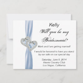 Diamond Heart Blue Wedding Bridesmaid Card Einladung