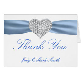 Diamond Heart Blue Wedding Danke Card