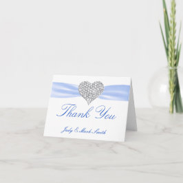 Diamond Heart Blue Wedding Danke Card