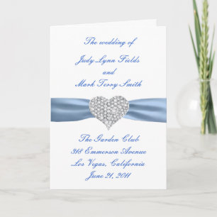 Diamond Heart Blue Wedding Program Card Programm