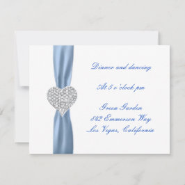 Diamond Heart Blue Wedding Reception Card Einladung