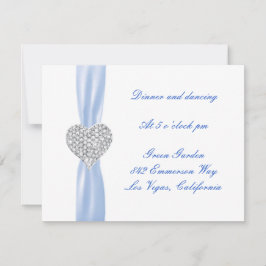 Diamond Heart Blue Wedding Reception Card Einladung