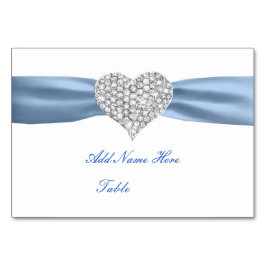 Diamond Heart Blue Wedding Table Platzkarte Tischnummer