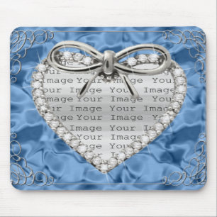 Diamond Heart Frame Blue Mouse Pad Mousepad
