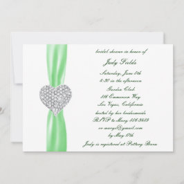 Diamond Heart Green Wedding Brautparty Einladung