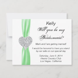Diamond Heart Green Wedding Bridesmaid Card Einladung