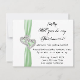 Diamond Heart Green Wedding Bridesmaid Card Einladung