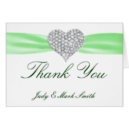 Diamond Heart Green Wedding Dankeschön Karte
