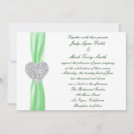 Diamond Heart Green Wedding Einladung