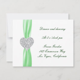 Diamond Heart Green Wedding Reception Card Einladung