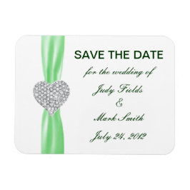 Diamond Heart Green Wedding Save the Date Magnet