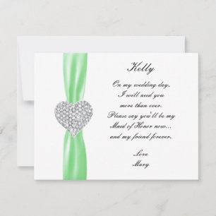 Diamond Heart Green Wedding Trauzeugin Card Einladung