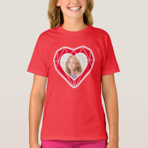 Diamond Heart Kids Foto Roter Valentinstag T-Shirt