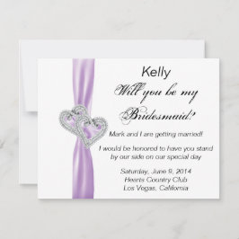 Diamond Heart Lila Wedding Bridesmaid Card Einladung