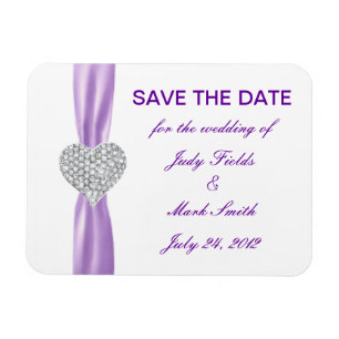 Diamond Heart Lila Wedding Save the Date Magnet