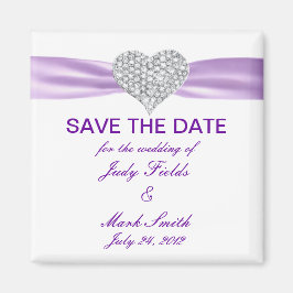 Diamond Heart Lila Wedding Save the Date Magnet