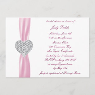 Diamond Heart Pink Wedding Brautparty Einladung