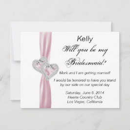 Diamond Heart Pink Wedding Bridesmaid Card Einladung