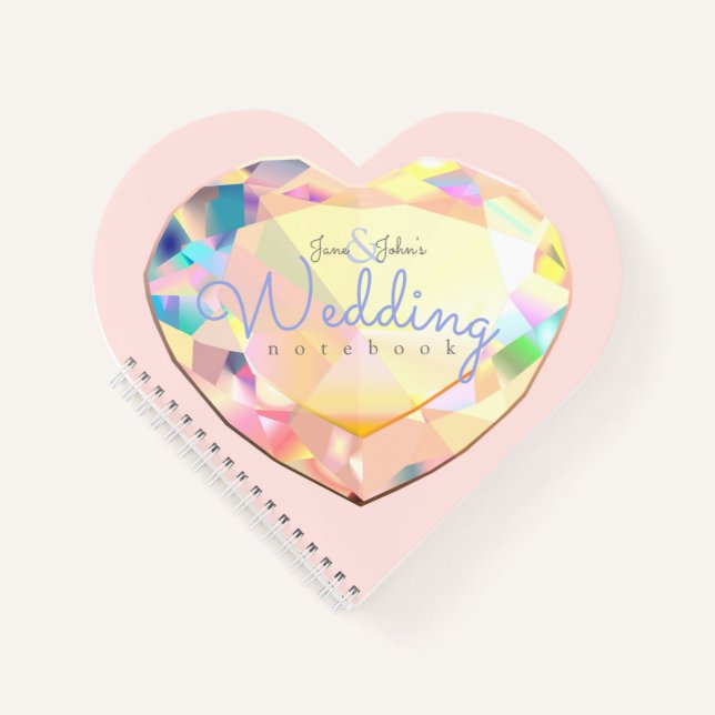 Diamond Heart Pink Wedding Notes Notizbuch (Vorderseite)