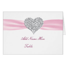 Diamond Heart Pink Wedding Table Platzkarte