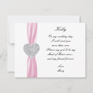 Diamond Heart Pink Wedding Trauzeugin Card Einladung