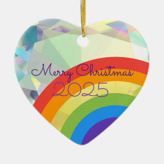 Diamond Heart Rainbow Keramik Wish Ornament