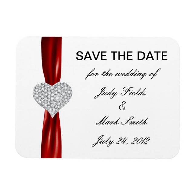Diamond Heart Red Wedding speichern das Date Magne Magnet (Horizontal)