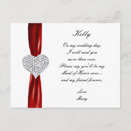 Diamond Heart Red Wedding Trauzeugin Card Einladung