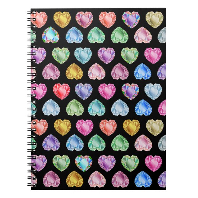 Diamond Heart Watercolor Muster Niedliche Pastel G Notizblock (Vorderseite)