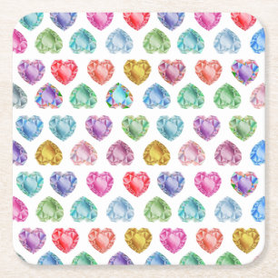 Diamond Heart Watercolor Muster Niedliche Pastel G Rechteckiger Pappuntersetzer
