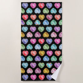 Diamond Heart Watercolor Muster Niedliche Pastel G Strandtuch