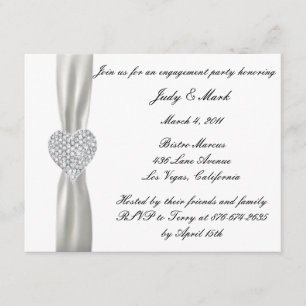 Diamond Heart White Wedding Engagement Party Invit Einladung