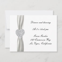 Diamond Heart White Wedding Reception Card Einladung