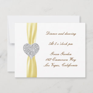 Diamond Heart Yellow Wedding Reception Card Einladung