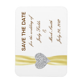 Diamond Heart Yellow Wedding Save the Date Magnet