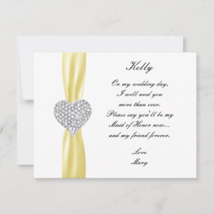 Diamond Heart Yellow Wedding Trauzeugin Card Einladung