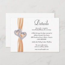 Diamond Hearts Orange Ribbon Wedding Details