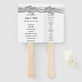 Diamond Hearts White Wedding Program Fans Fächer