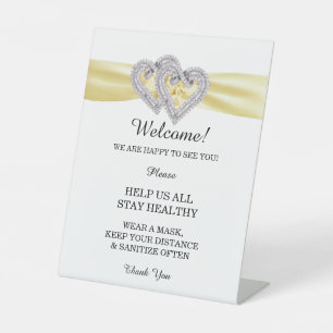 Diamond Hearts Yellow Ribbon Wedding Safety Sockelschild