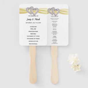 Diamond Hearts Yellow Wedding Program Fans Fächer