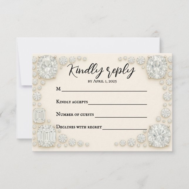 Diamond Heirloom Wedding RSVP Card (Vorderseite)